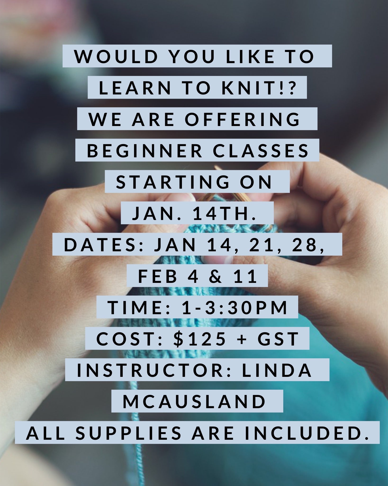 Beginner Knitting Classes